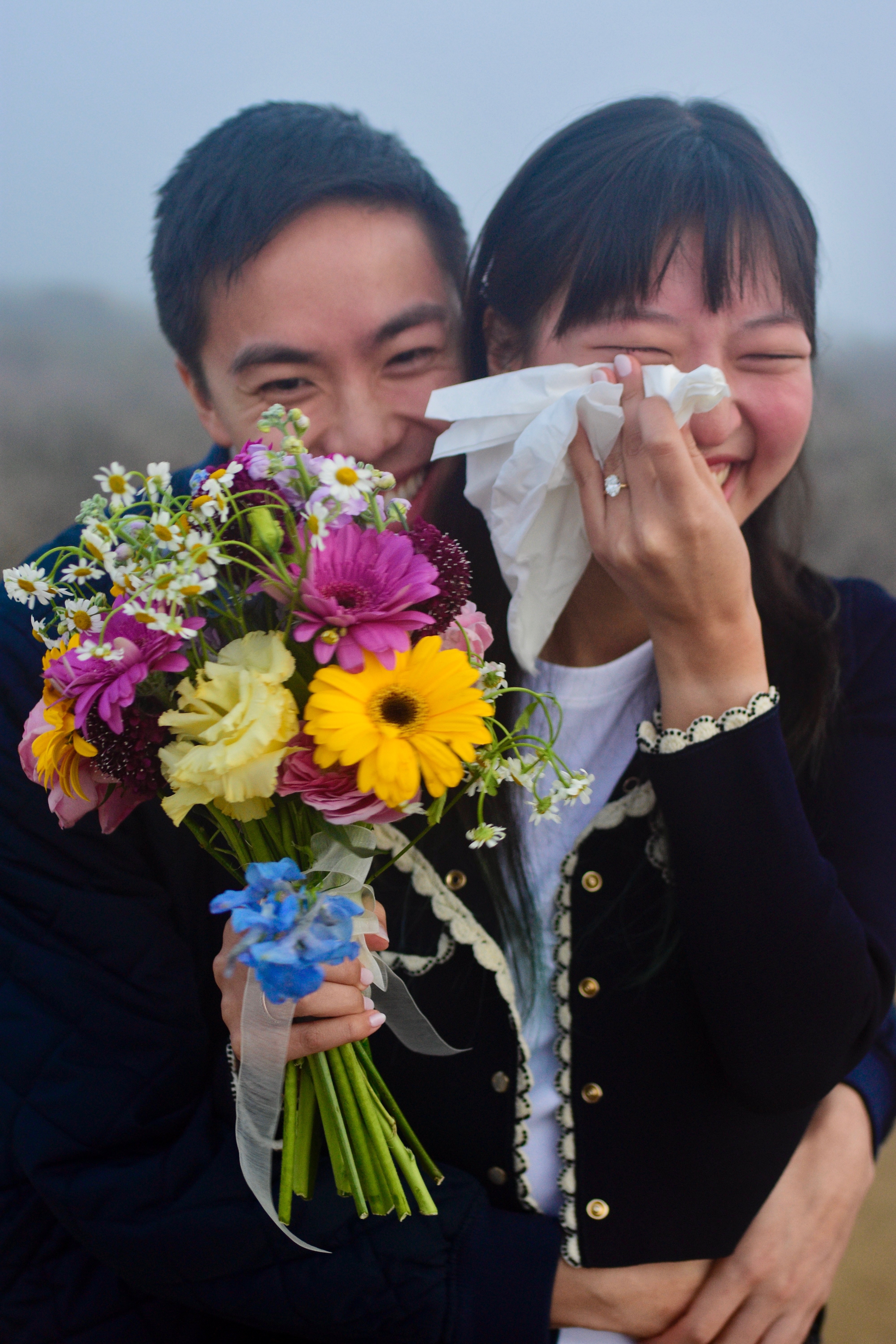 Elopement couple with bouquet