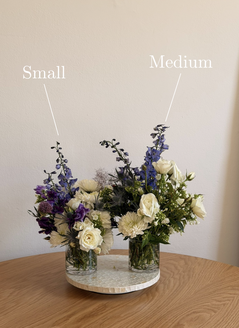 Personal arrangements size comparison